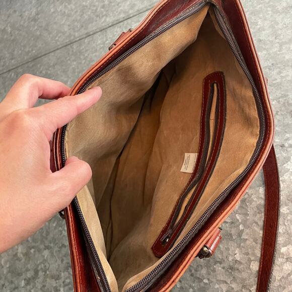 Vintage Turkish Wool Kilim Leather Camel Shoulder Bag Purse Brown Boho Artsy - Picture 9 of 13